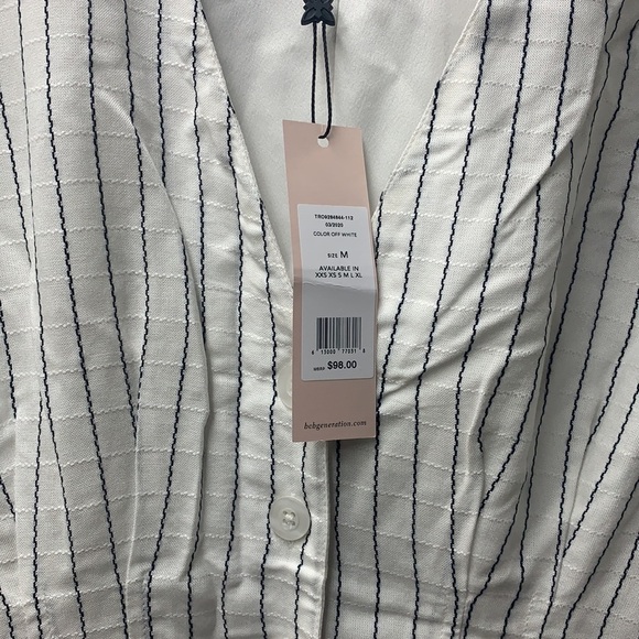 BCBG White and Blue Stripe Button Romper- Sz M - Picture 3 of 6